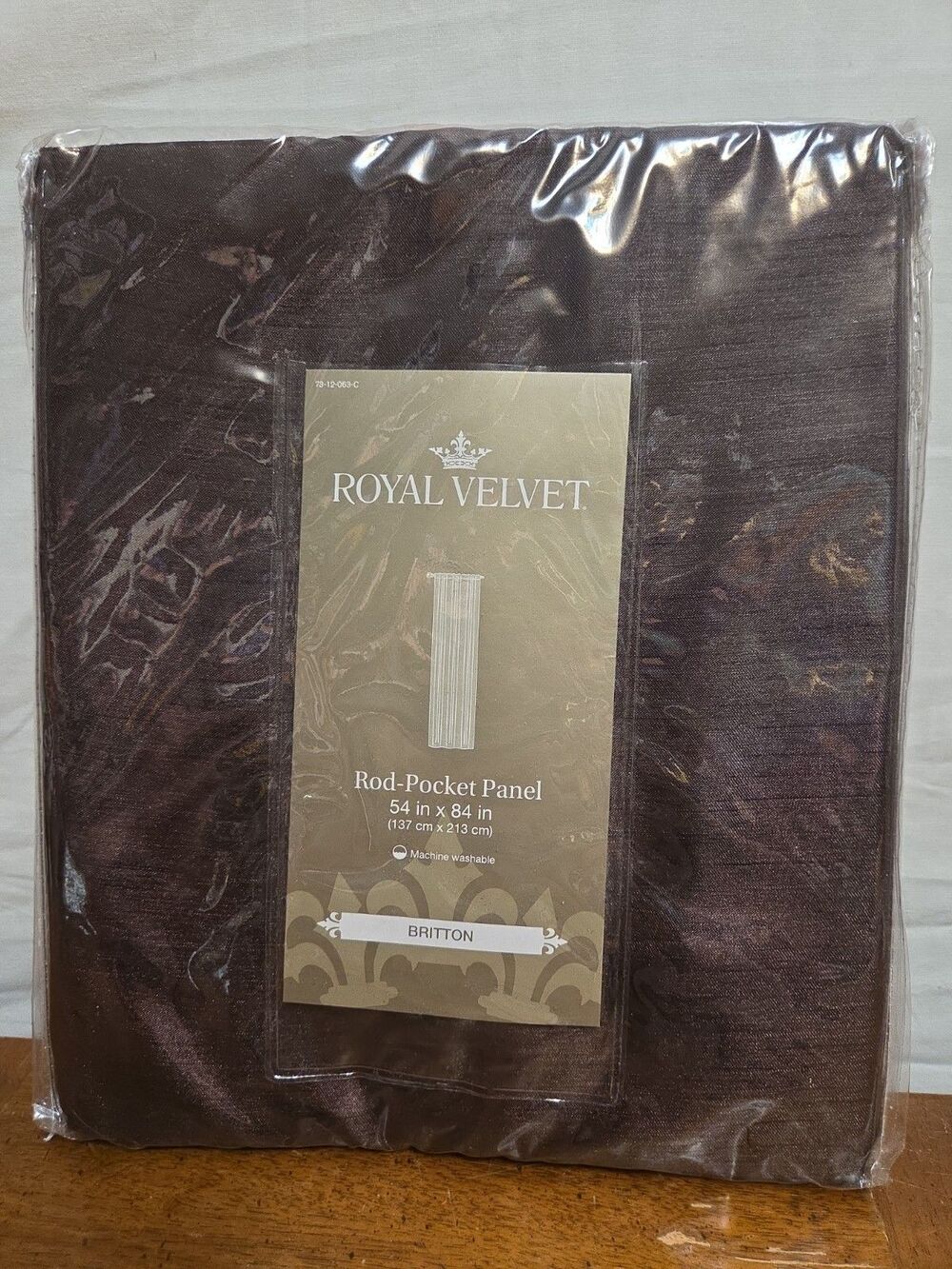 Royal Velvet Britton Russett Brown 54 In X 84 In Rod-Pocket Panel Polyester New